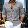 Mens Blue White Striped Woven Long Sleeve Shirt