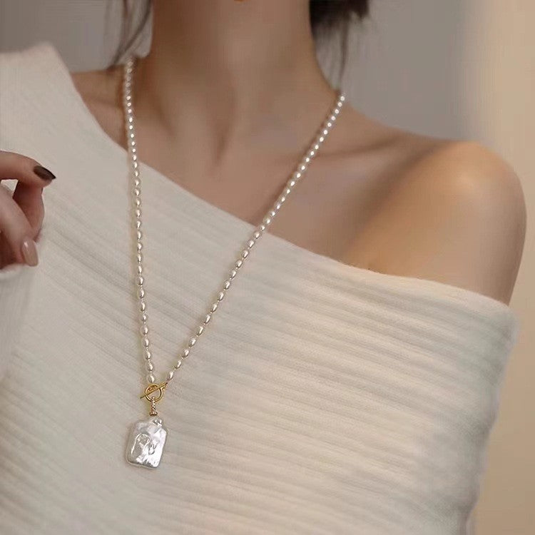 Baroque Pearl Necklace Women Hand Woven Long Chain