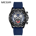 MEGIR Men's Casual Silicone Strap Quartz Chronograph Watch