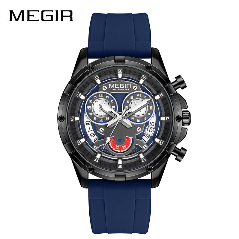 MEGIR Men's Casual Silicone Strap Quartz Chronograph Watch