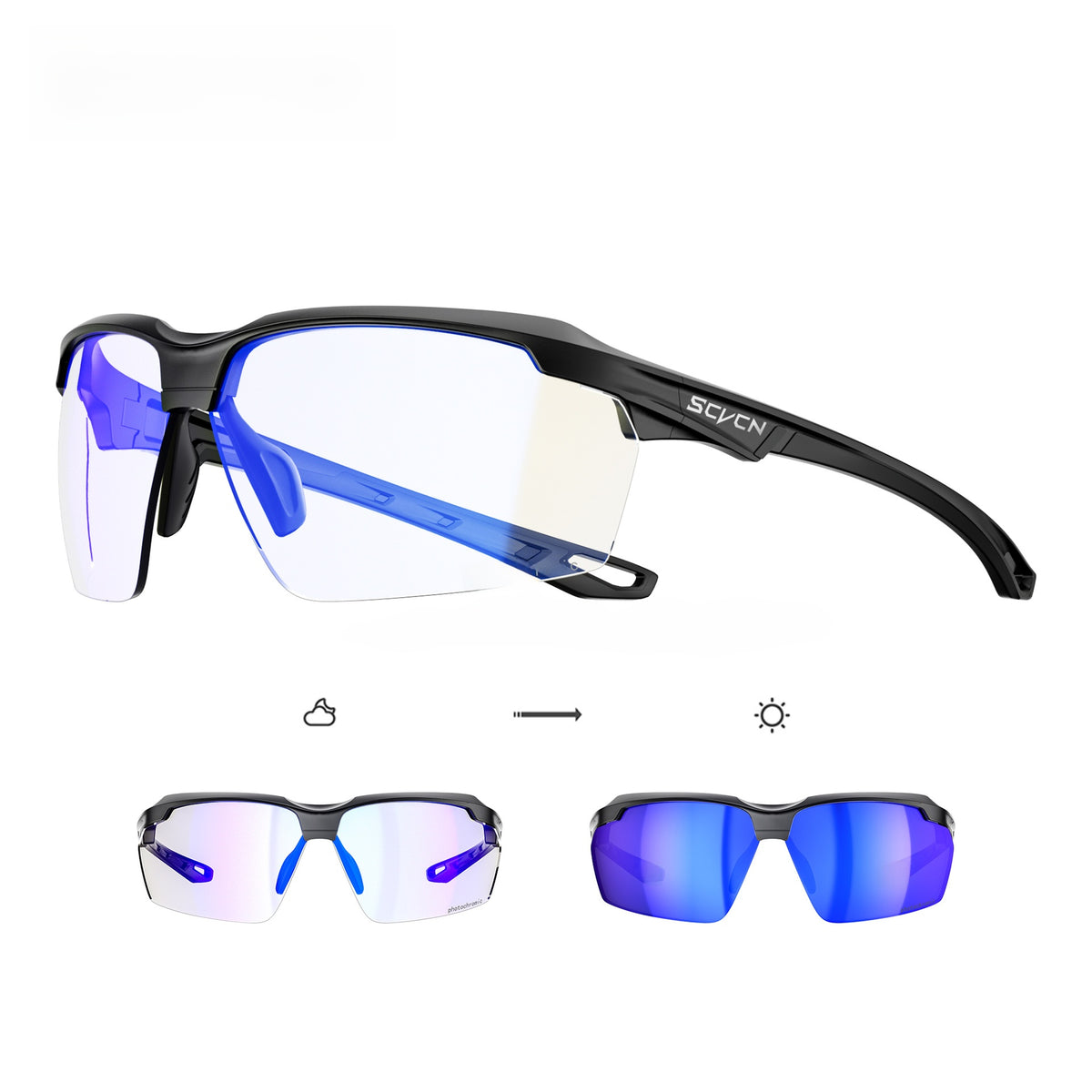 Photochromic Sports Sunglasses for Running Cycling Mountaineering