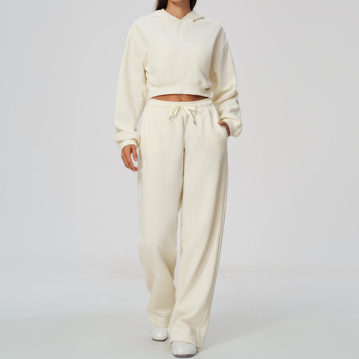 Women's Fleece Lined Zip Up Hoodie and Sweatpants Two Piece Set