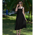 Elegant Sleeveless A-Line Long Dress with Adjustable Waist