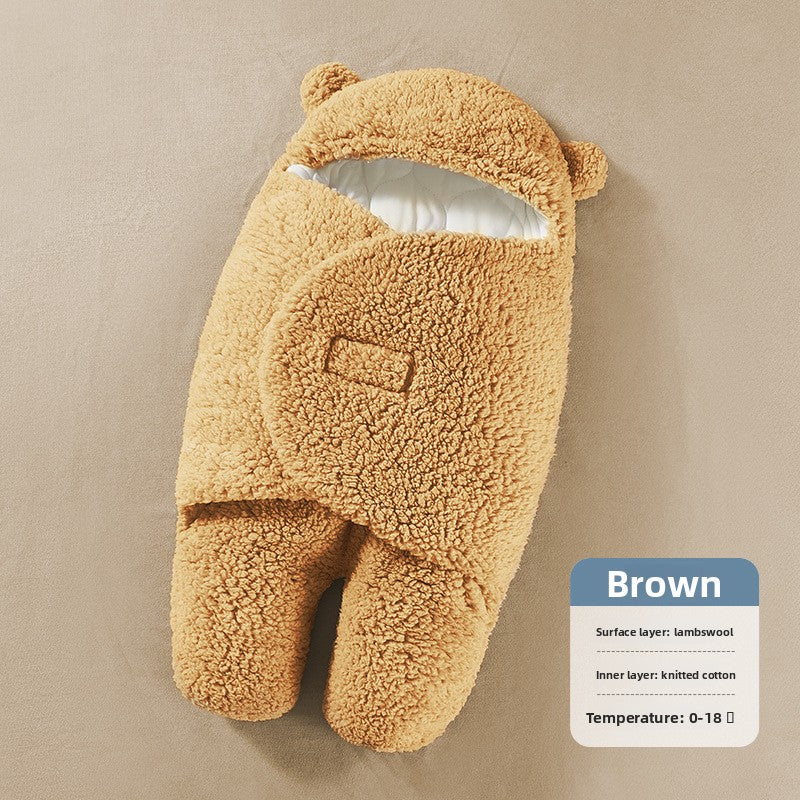 Autumn Winter Thickened Baby Swaddle Sleeping Bag with Anti-Startling Feature