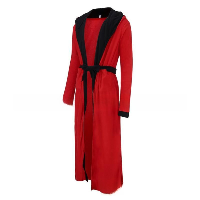 Men's Extra Thick Hooded Nightgown Warm Long Sleeve Robe