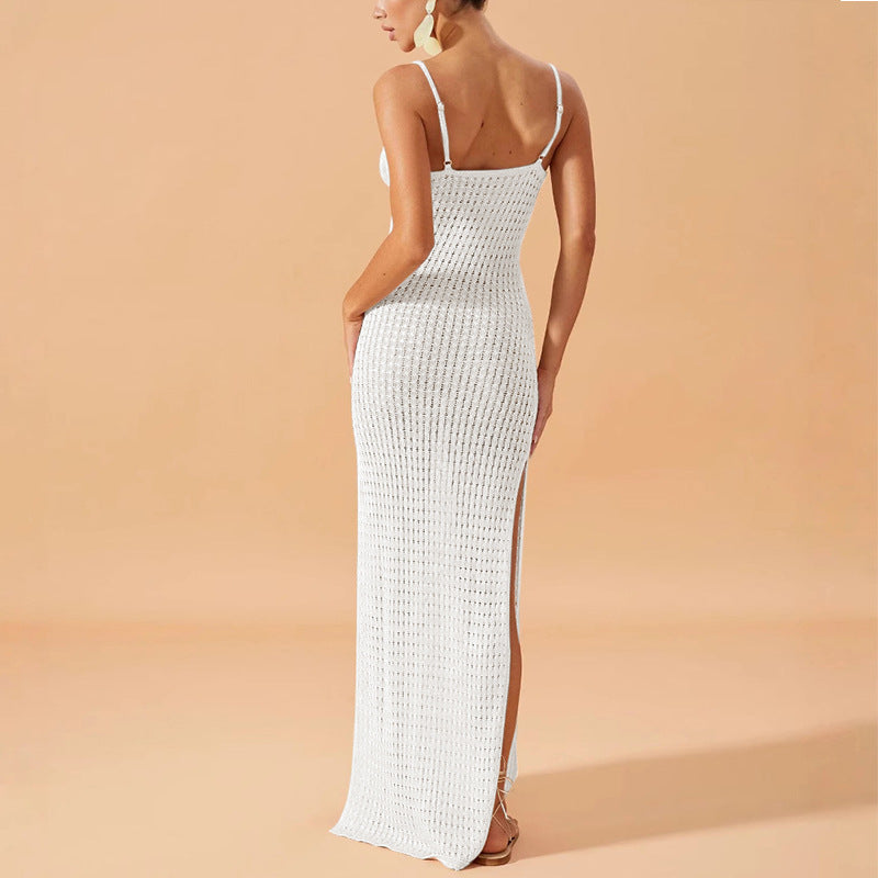 Solid Color Suspender Bodycon Dress
