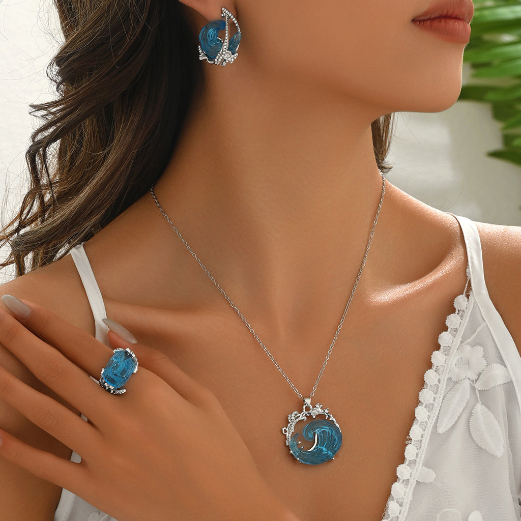 Wave Design Resin Jewelry Set
