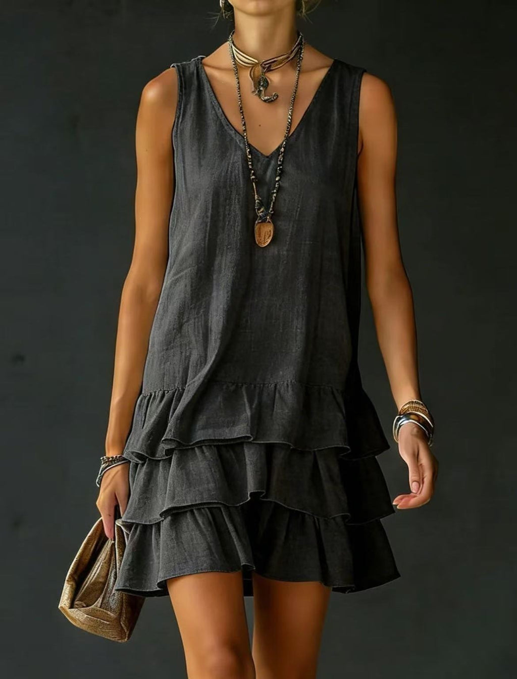 Sleeveless V-Neck A-Line Dress