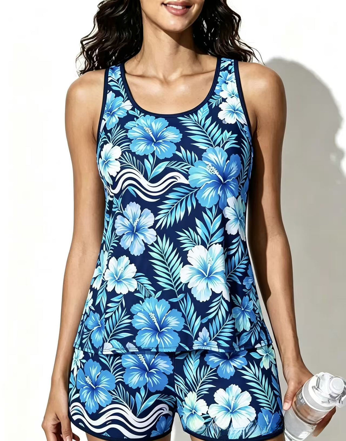 Women's Plus Size Two-Piece Printed Tankini Swimwear