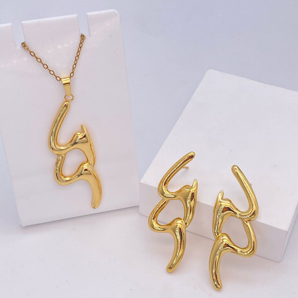 Stainless Steel Earrings and Necklace