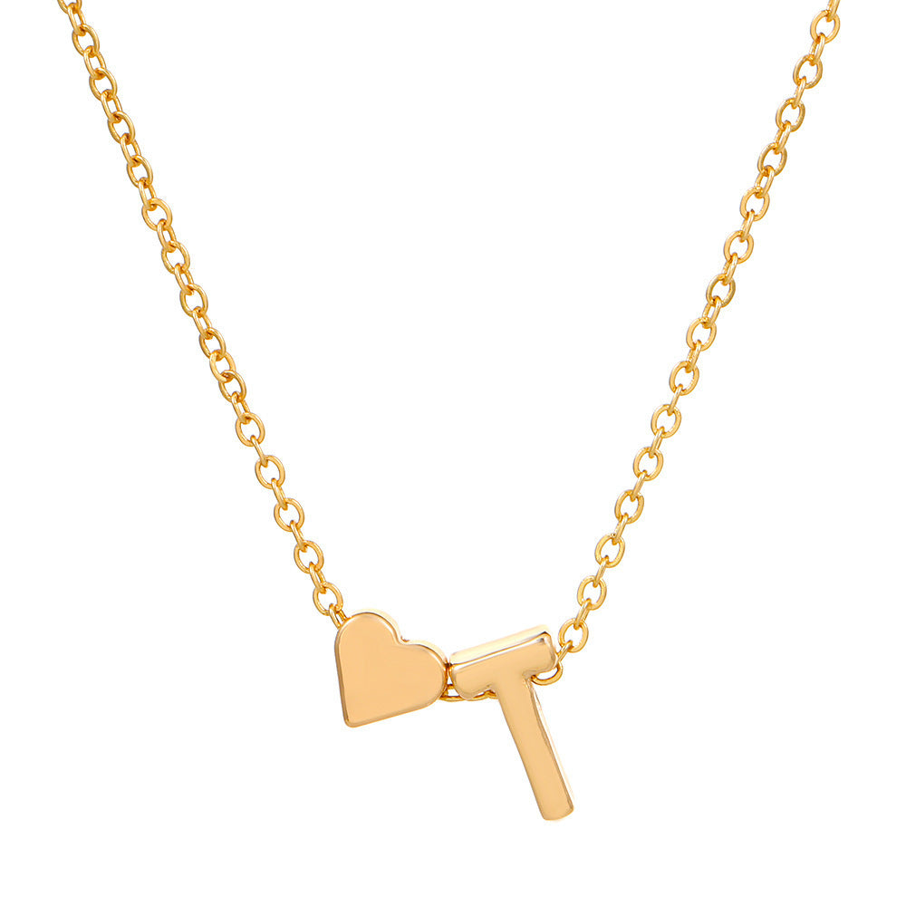 Heart Letter Necklace and Bracelet Set