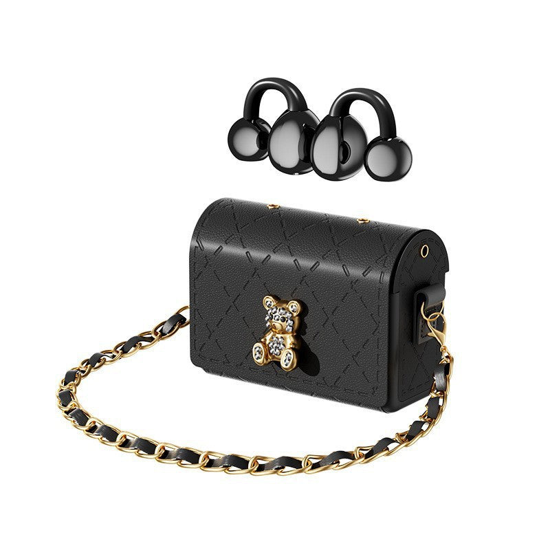 Ear Clip Leather Case Bluetooth Earphones