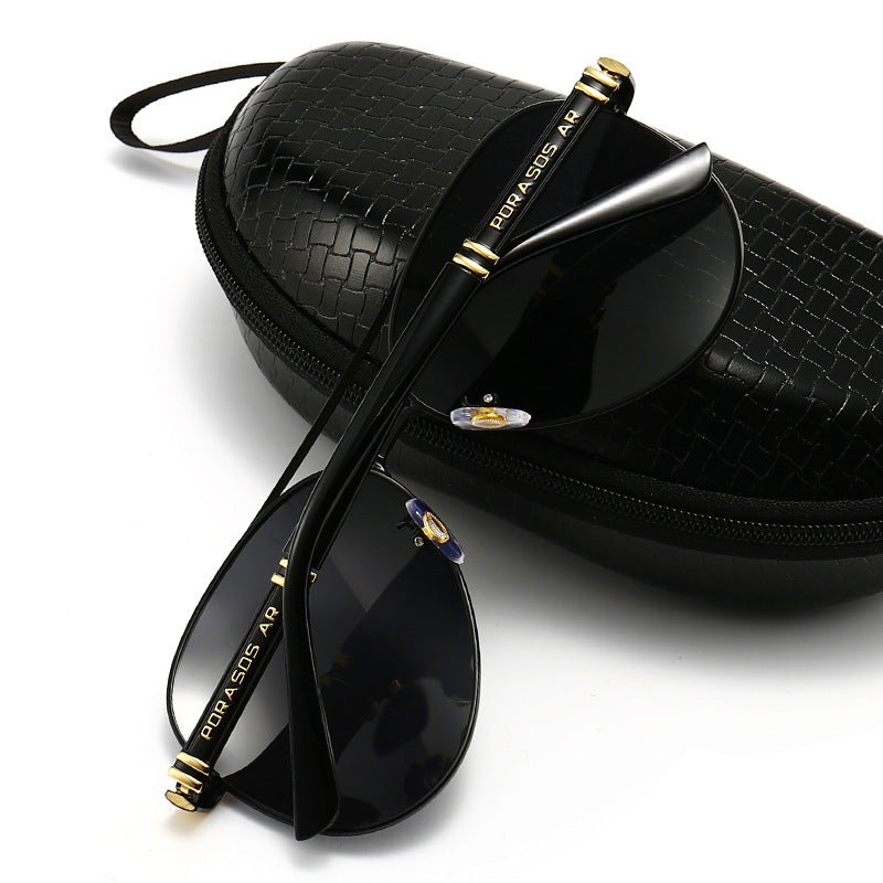 Metal Polarized Sunglasses Retro Large Frame Driving Glasses