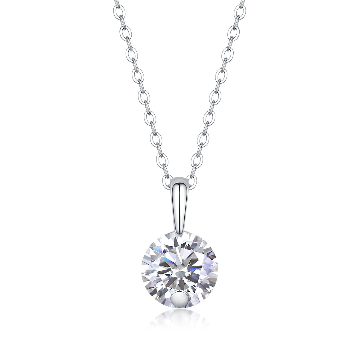 Sterling Silver Moissanite Geometric Pendant Necklace