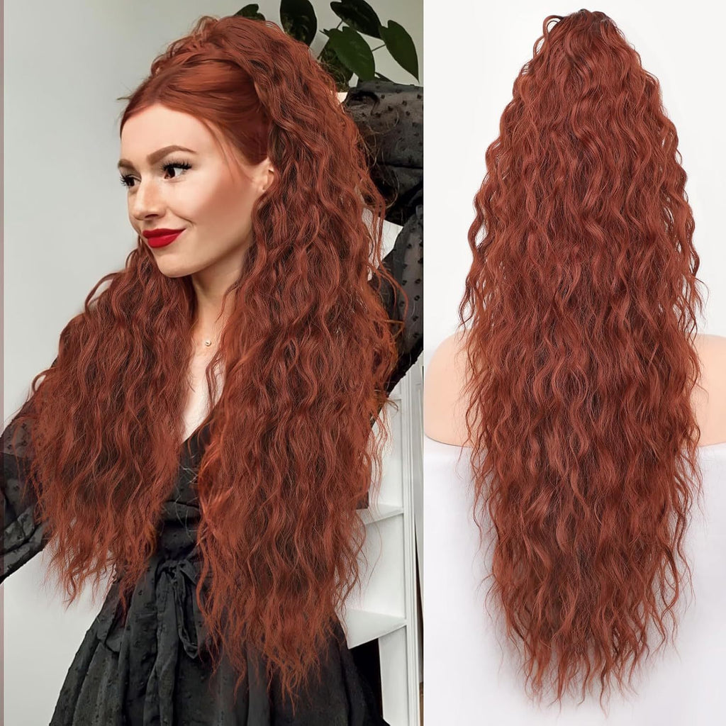 Synthetic Hair Ponytail with Water Wave Texture