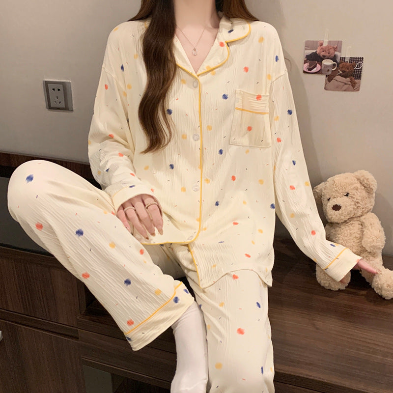Womens Long Sleeve Pajama Set with Bow Design