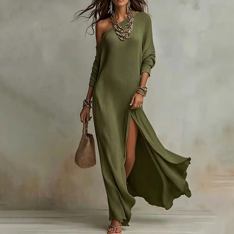 Long Sleeve High Neck Midi Dress