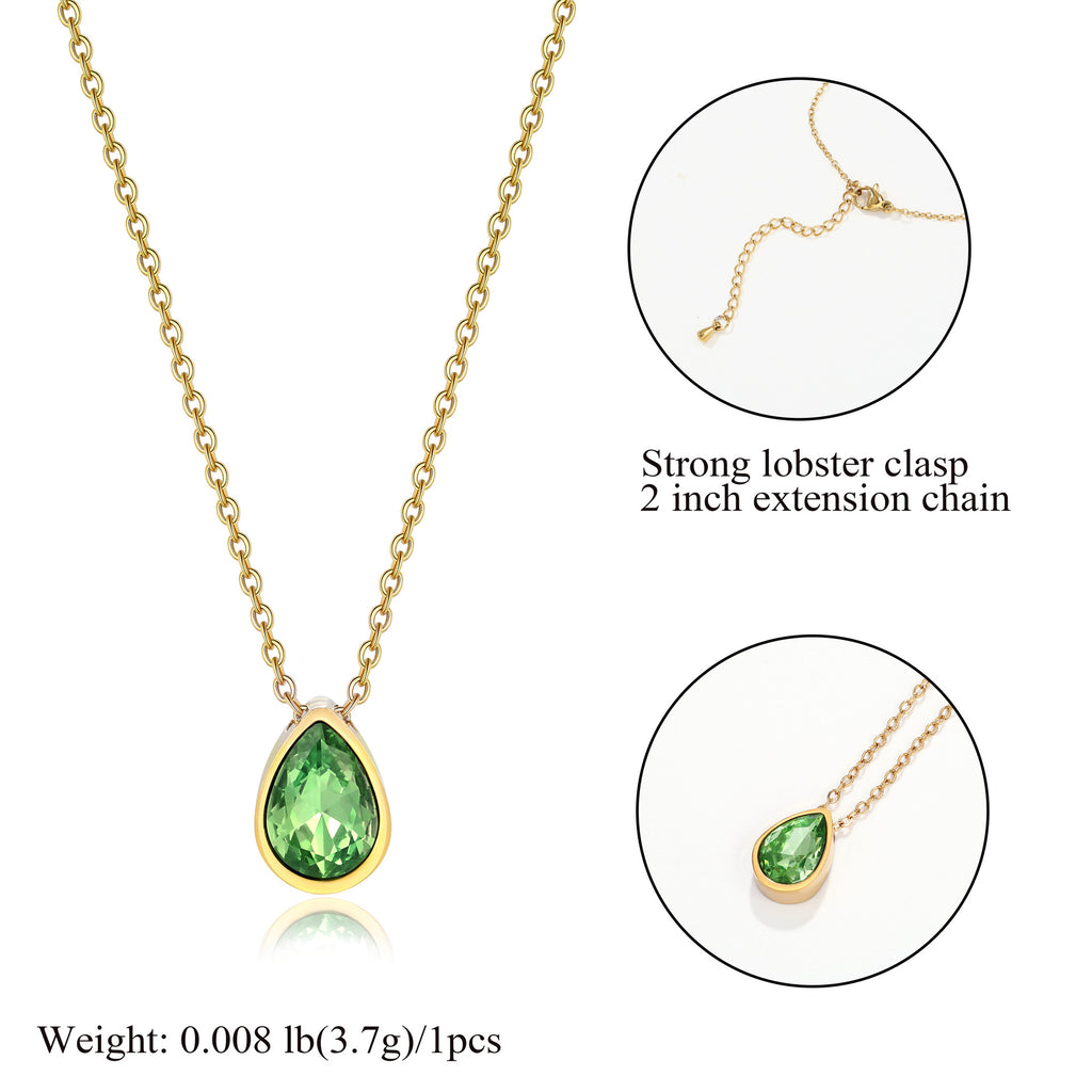 Water Drop Zircon Gold Plated Necklace with Adjustable Chain