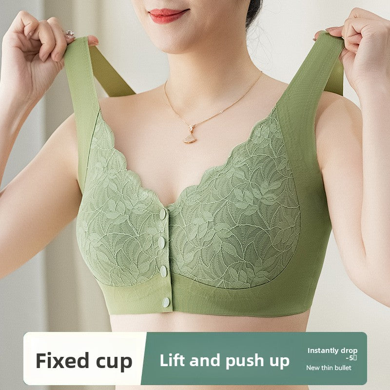 Womens Front Buckle Bra Wireless Full Coverage Vest Bra Summer Thin