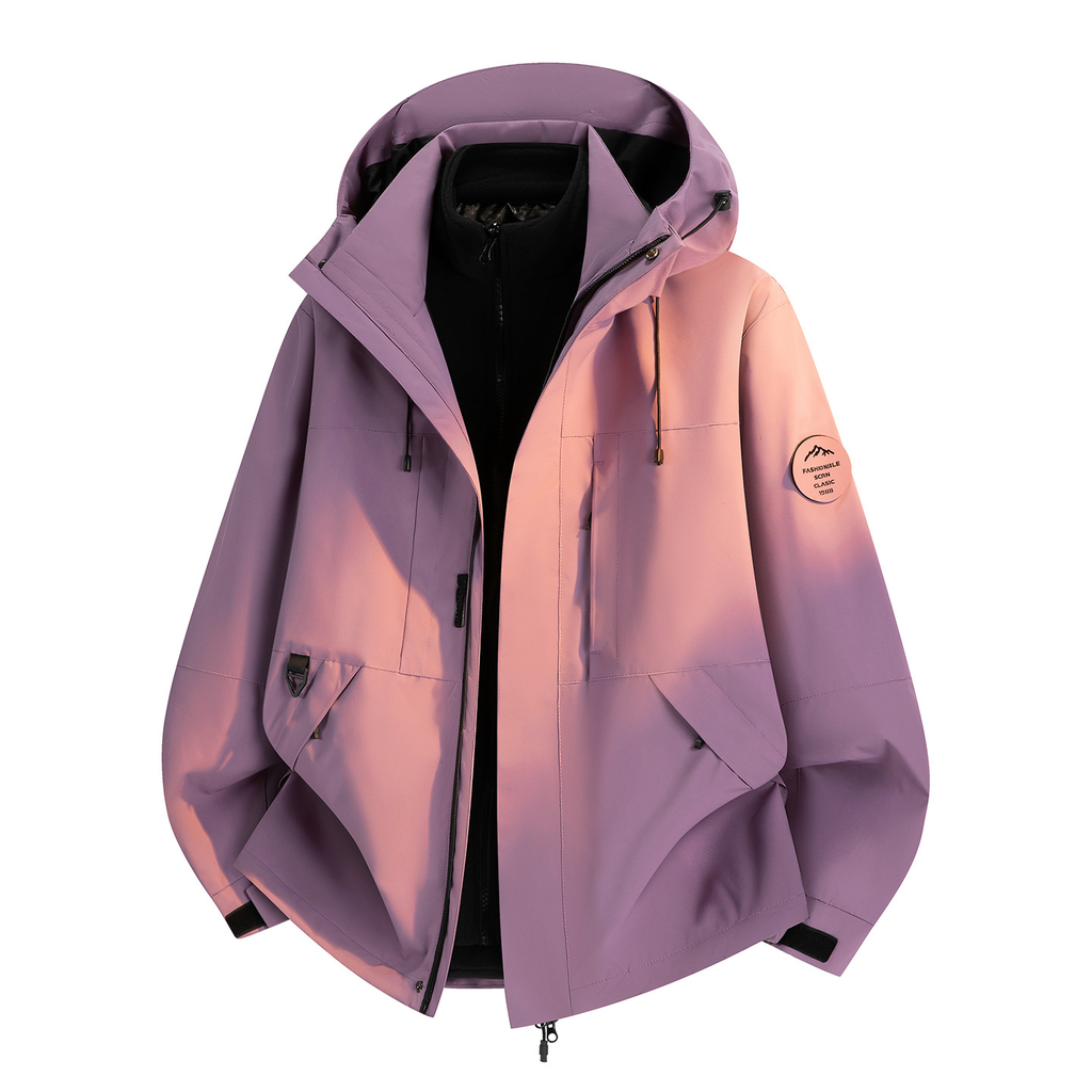 Unisex 3-in-1 Windproof Waterproof Outdoor Hiking Skiing Jacket