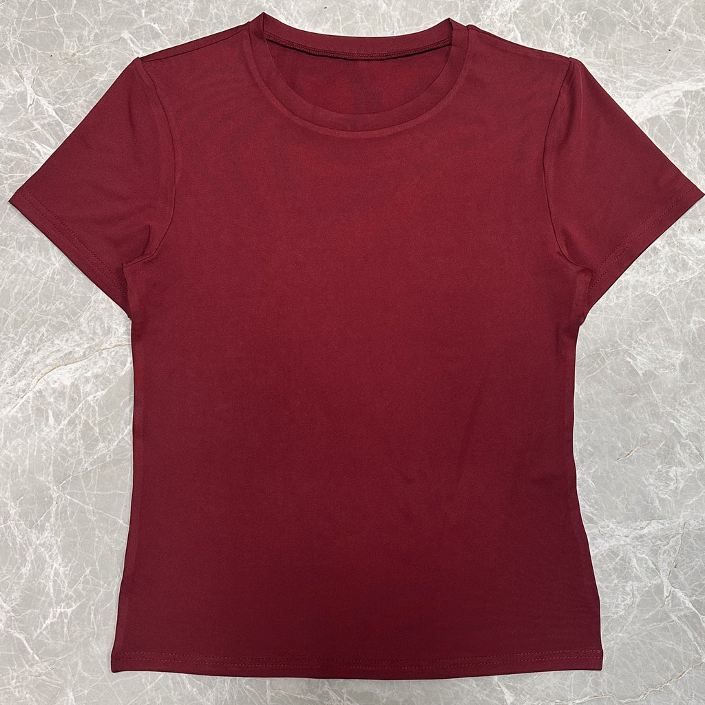 Women Slim Fit Cotton T-Shirt Crew Neck Long Sleeve Solid Color Top