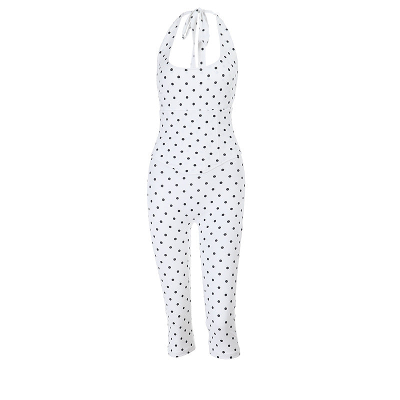 Polka Dot Halter Neck Jumpsuit