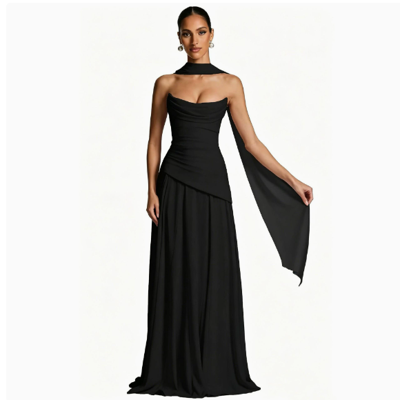Strappy Slim-Fit Tube Evening Dress
