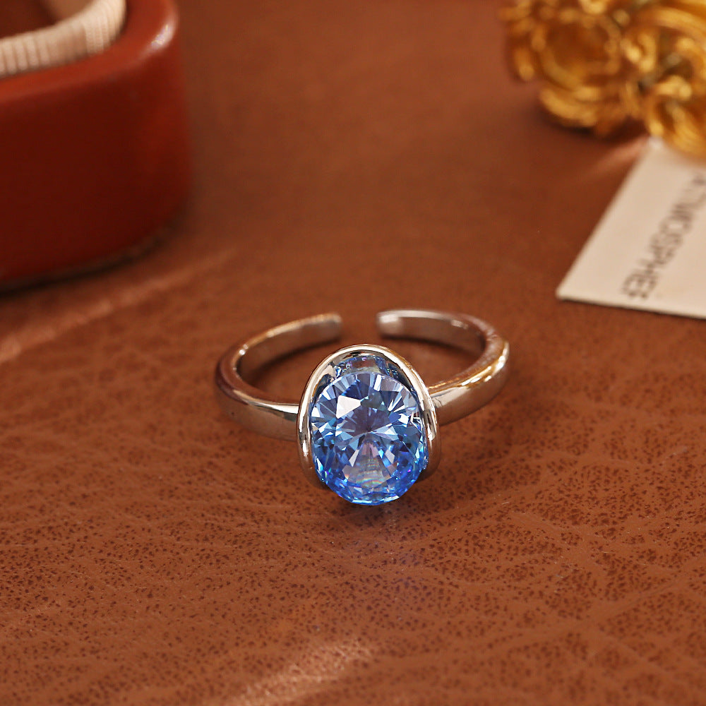 Blue Zircon Earrings Necklace Ring