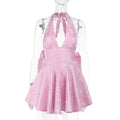 Elegant Bow Halter Neck Dress