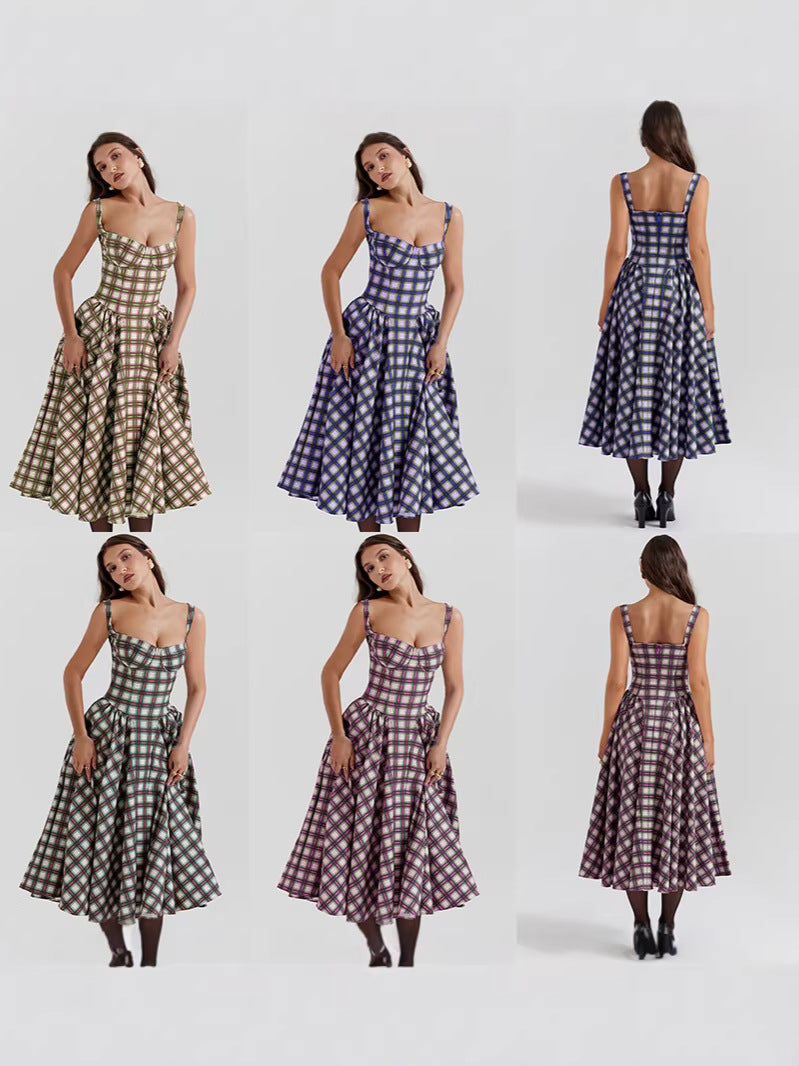 French Retro Long Sleeveless Dress
