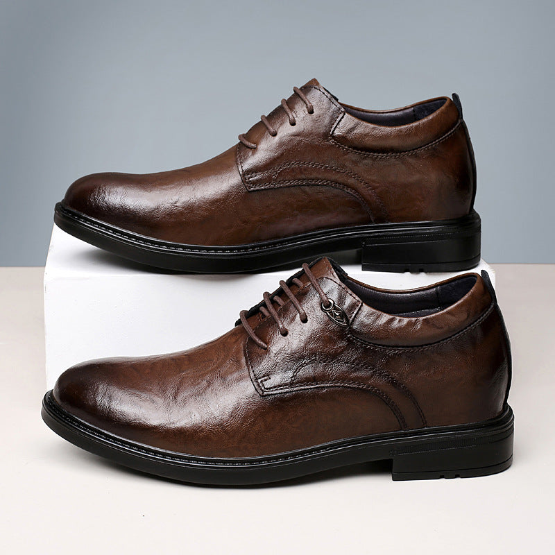 Mens Height Increase Leather Shoes Business Casual