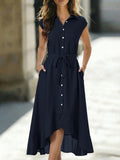 Elegant Striped Tie-Waist Dress
