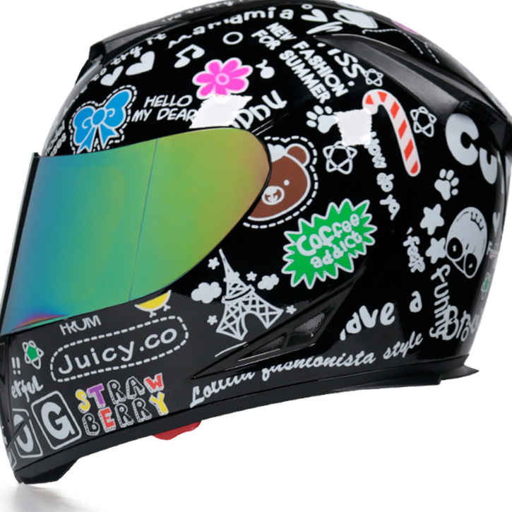 Full face bicycle helmet with dual lens