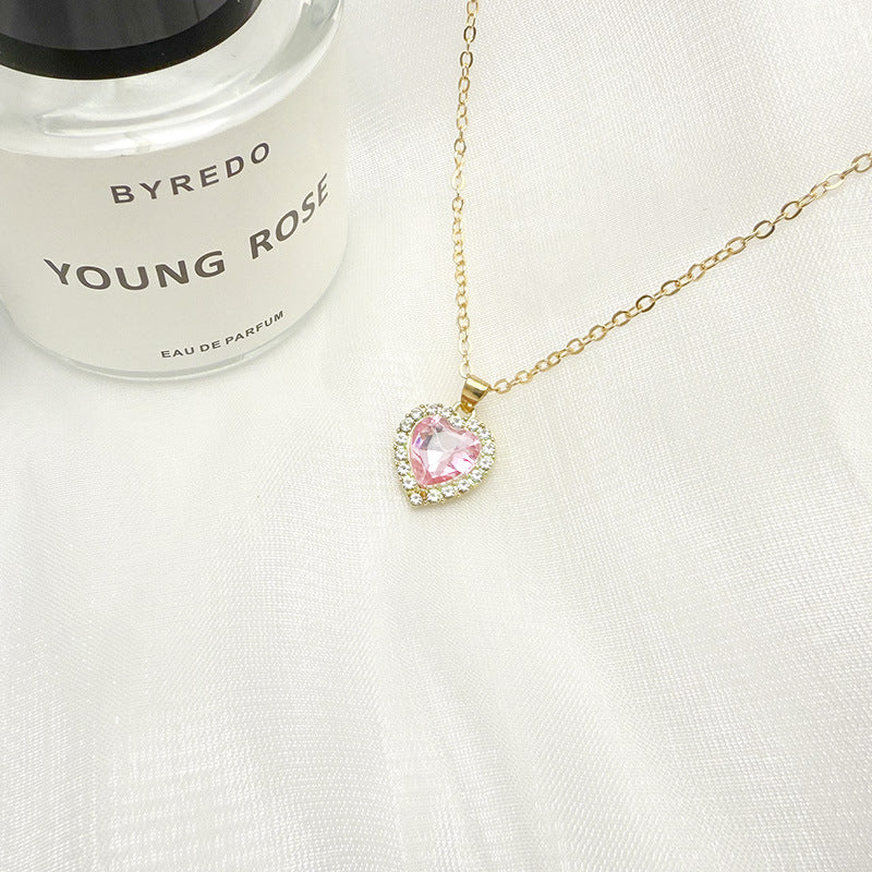 Heart Pendant Cross Chain Necklace