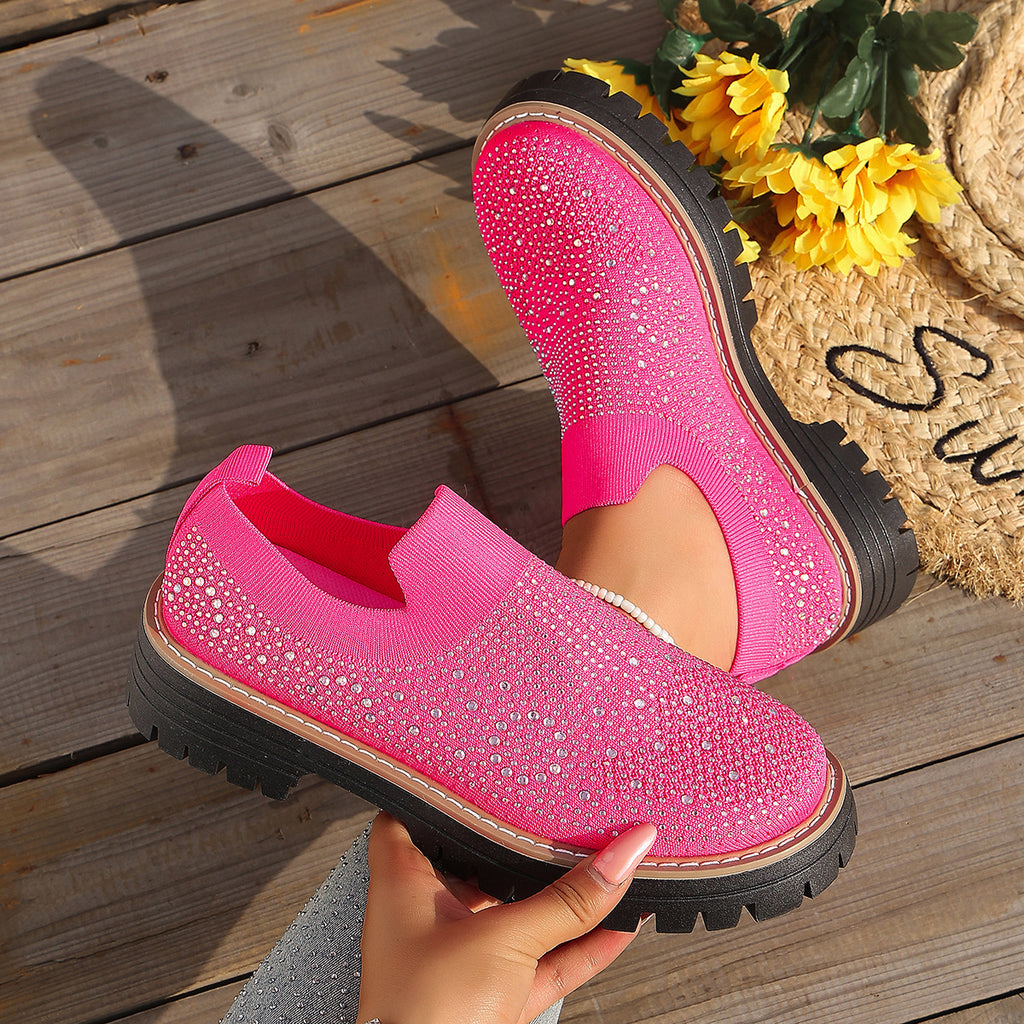Rhinestone Platform Slip On Shoes