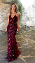 Women's Strappy V-Neck Sequins Dress