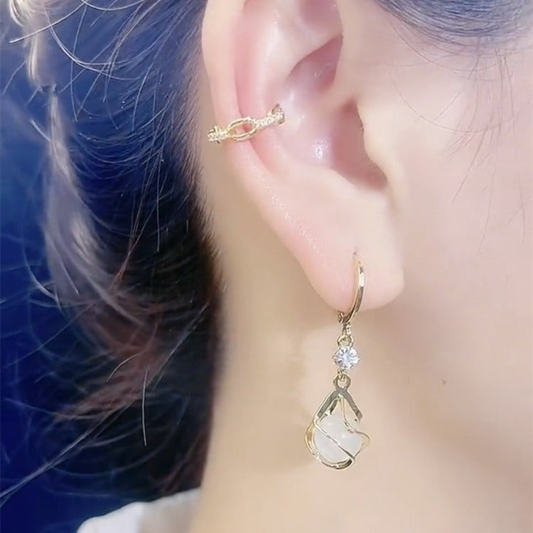 Geometric Opal Cat's Eye Earrings for Women