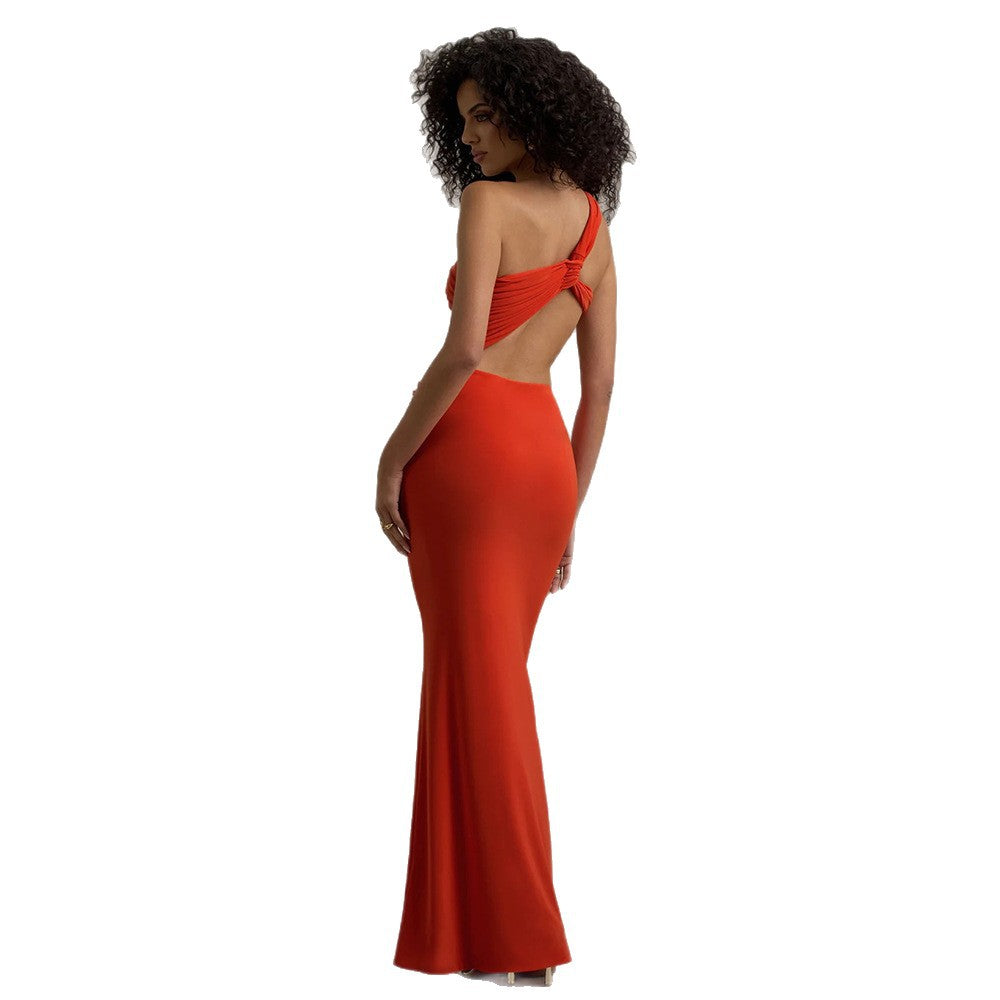 One-Shoulder Backless Slim Dress