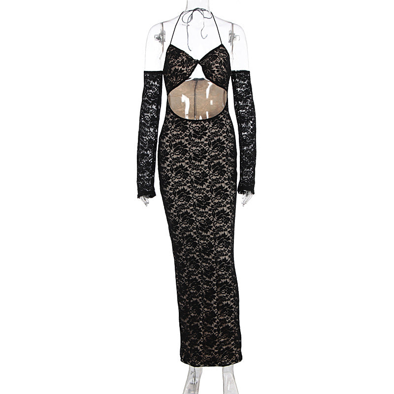 Womens Lace-Up Long Dress