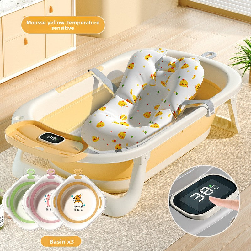 Temperature Sensing Baby Bathtub with Foldable Design