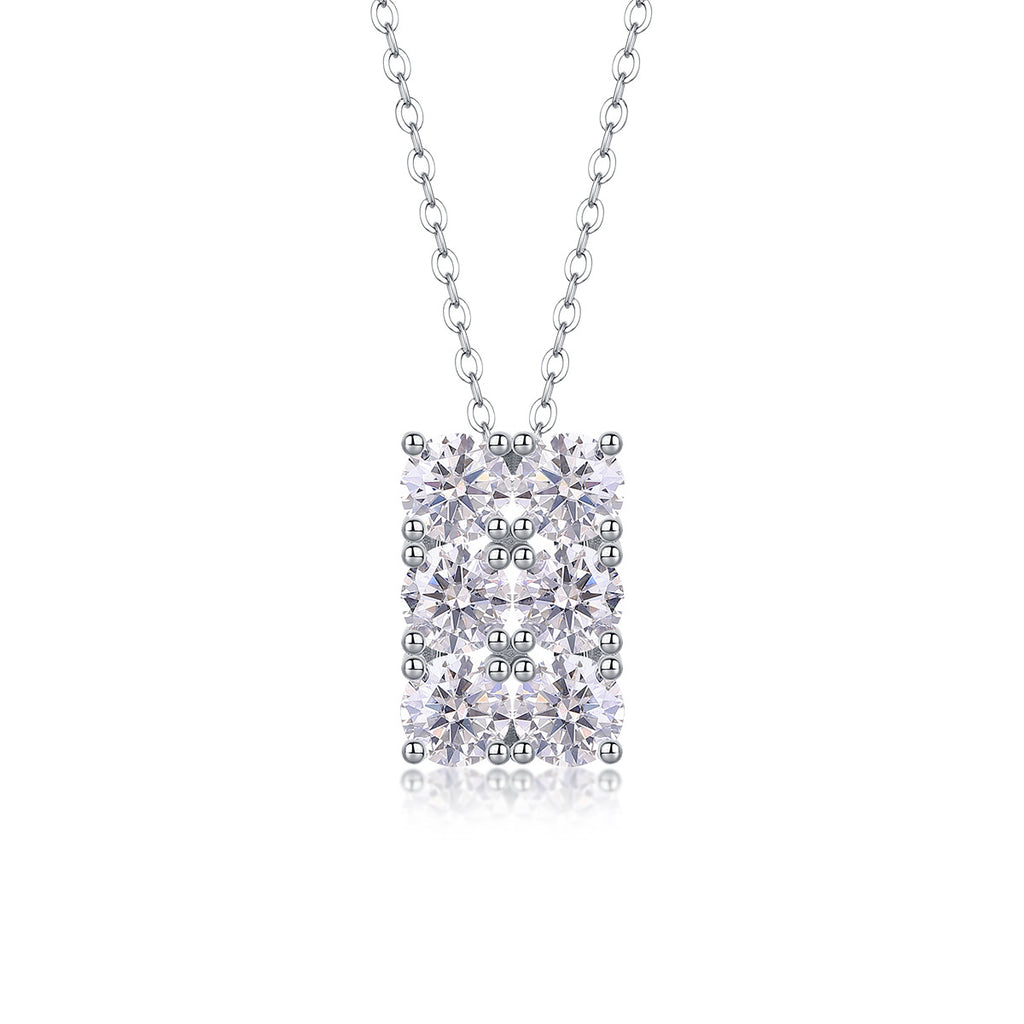 Sterling Silver Moissanite Geometric Pendant Necklace