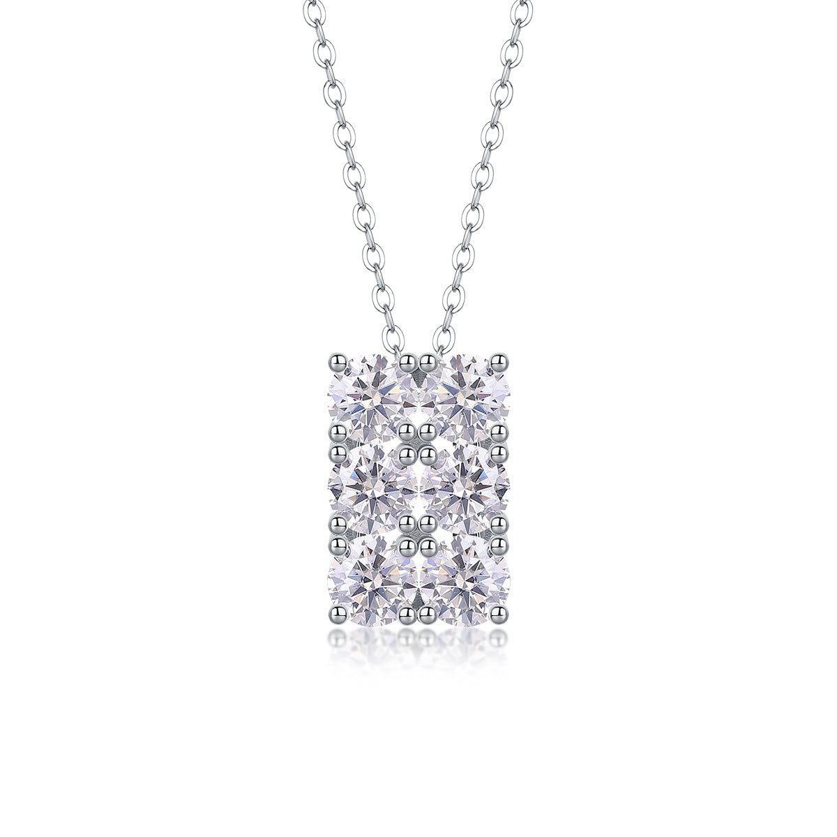 Sterling Silver Moissanite Geometric Pendant Necklace