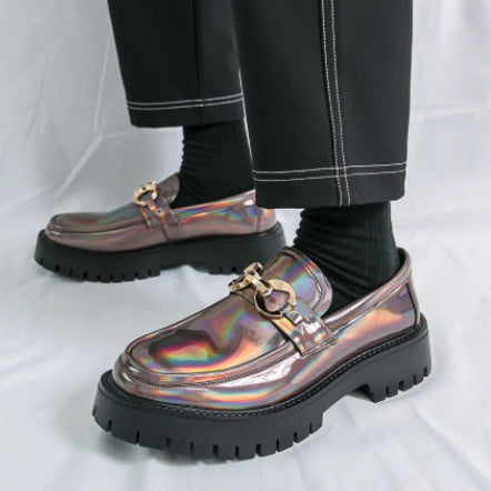 Mens Casual Leather Shoes with Horse Buckle
