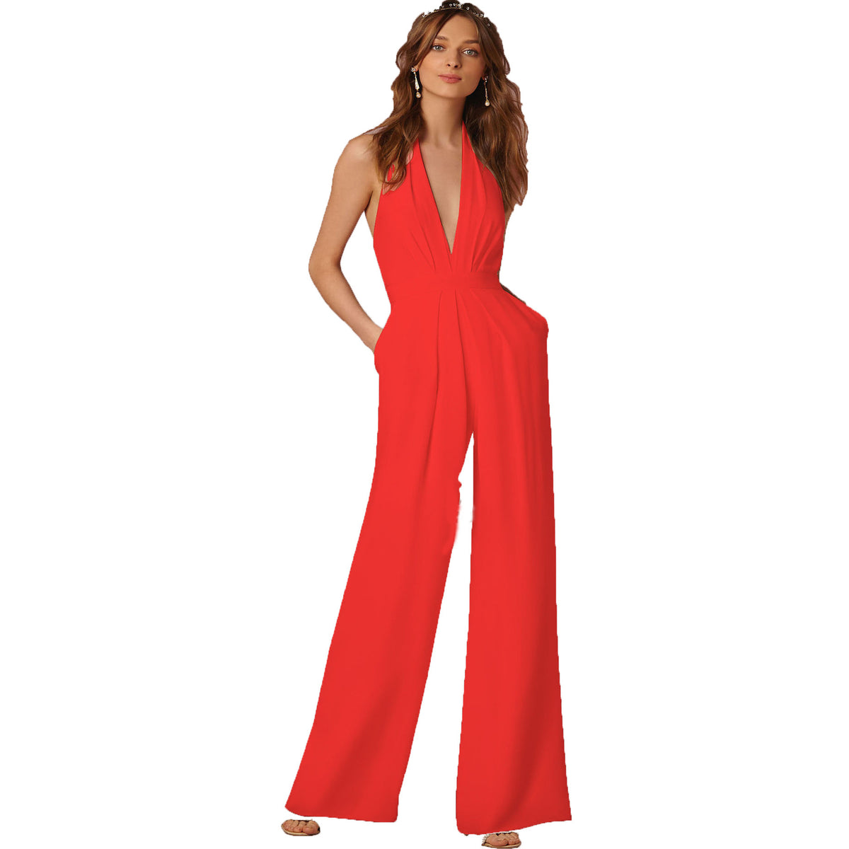 2026 New European and American Style Party Jumpsuit, Amazon Independent Site Hot-Selling Sexy Halter-Neck Women's Long Pants