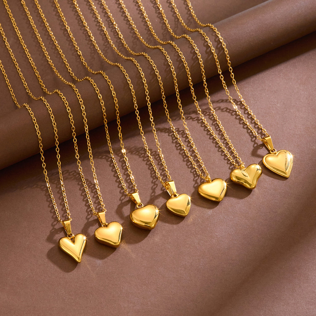 Heart Shaped Gold Plated Stainless Steel Necklace