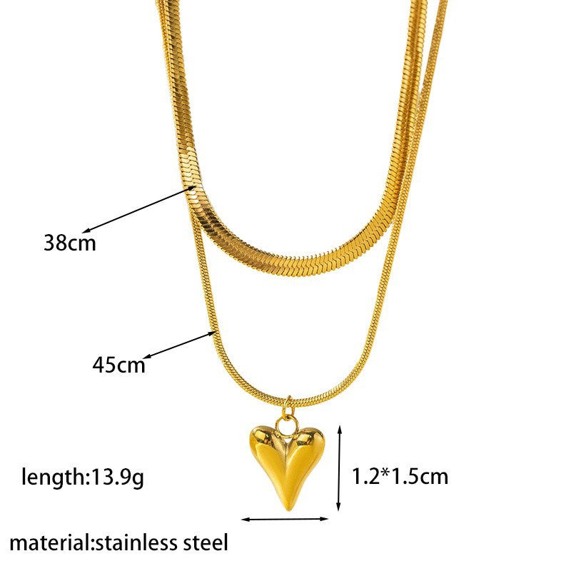 Titanium Steel Heart-Shaped Necklace for Women Fashion Heart Pendant Necklace