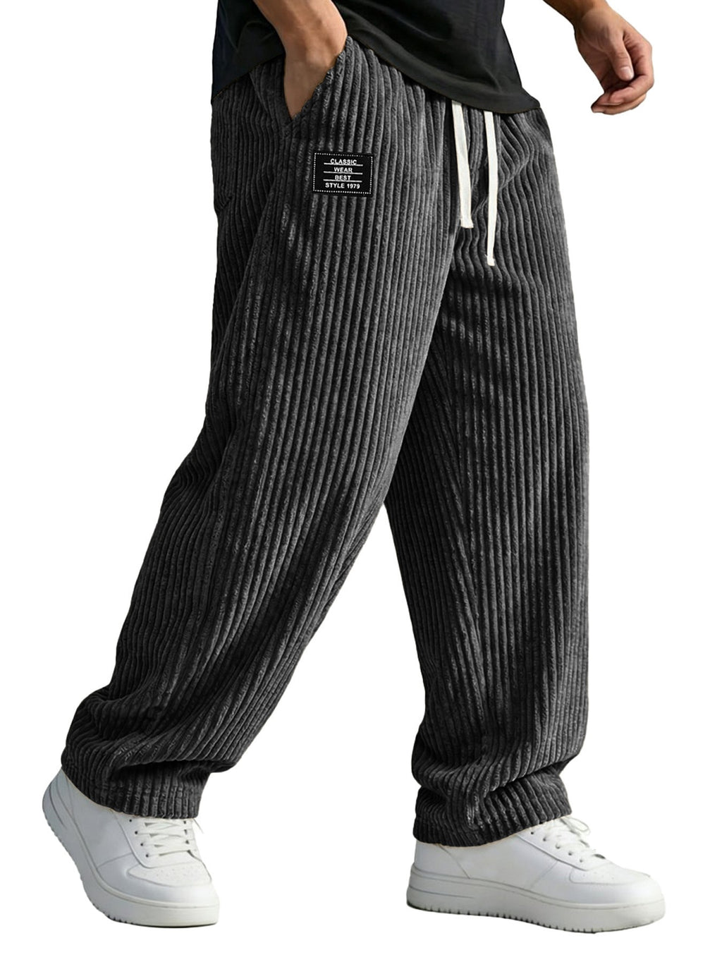 Mens Embroidered Straight Leg Casual Pants