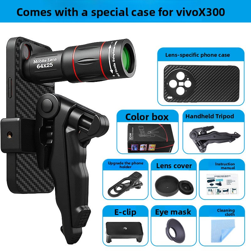 64x Telephoto Lens with Anti-Shake Bracket for Smartphones