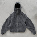 Washed Denim Jacket Y2K Double Zipper Stitching Flared Streetwear Gothic Oversized Unisex