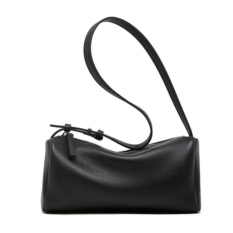 Fashionable Genuine Leather Cylindrical Shoulder Bag